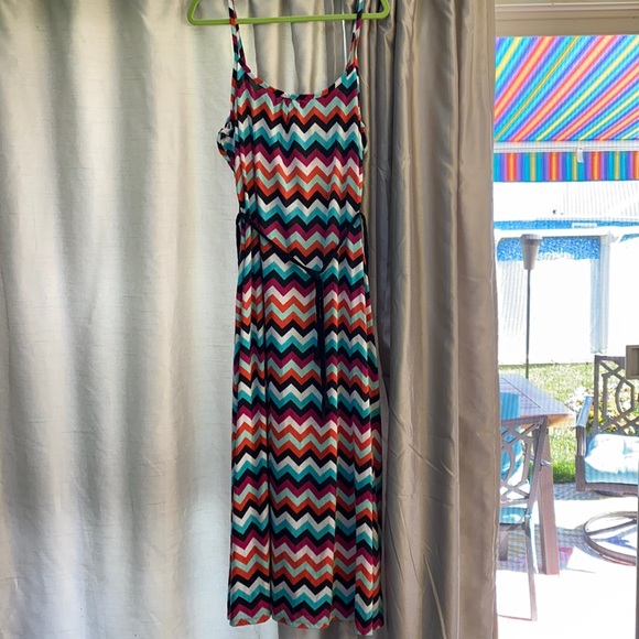 Extra Touch Dresses & Skirts - Chevron cotton maxi dress w/braided belt